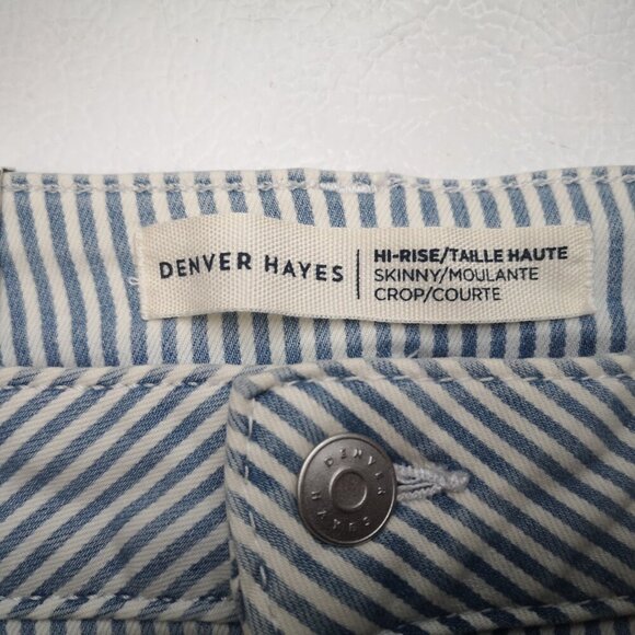 NWT Denver Hayes Hi Rise Skinny Crop Ladies Size 18 Blue & White Stripe Pants - Picture 3 of 14